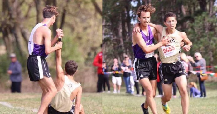 Atleta ajuda competidor a terminar corrida após desmaio