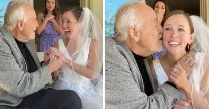 Pai com Alzheimer reconhece a filha no dia do casamento dela: “Meu melhor presente”