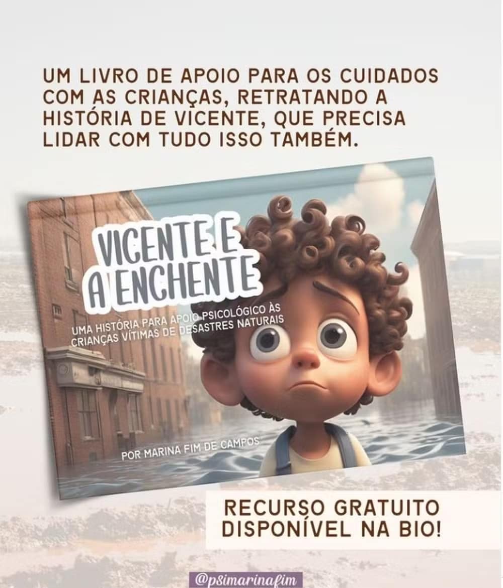 psicologiasdobrasil.com.br - Psicóloga lança livro gratuito para auxiliar crianças vítimas das enchentes no RS