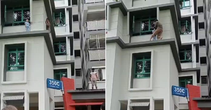 VÍDEO: Homem salva criança que andava em parapeito de prédio