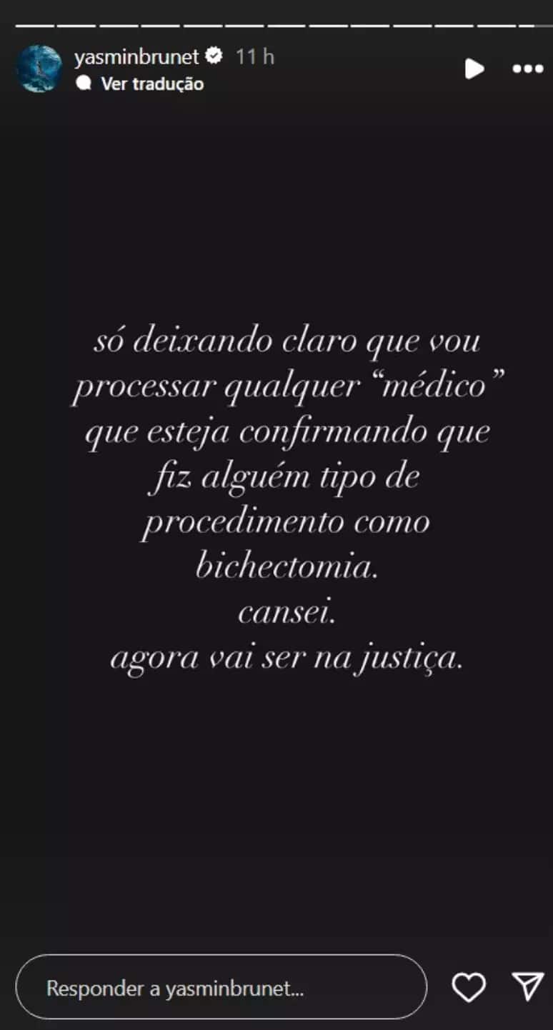 psicologiasdobrasil.com.br - Após ter sua aparência criticada, Yasmin Brunet diz que vai processar médicos